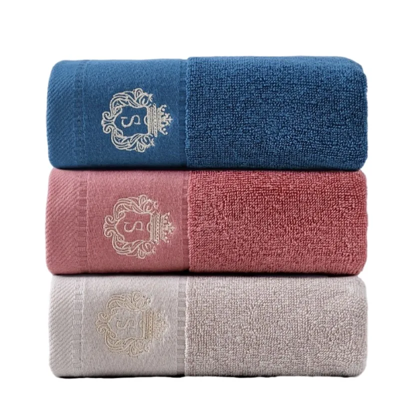 3pcs Cotton Hand Towel Set with Letter Embroidery Soft Absorbent Face Towels for Home Bathroom Household Water Absorption