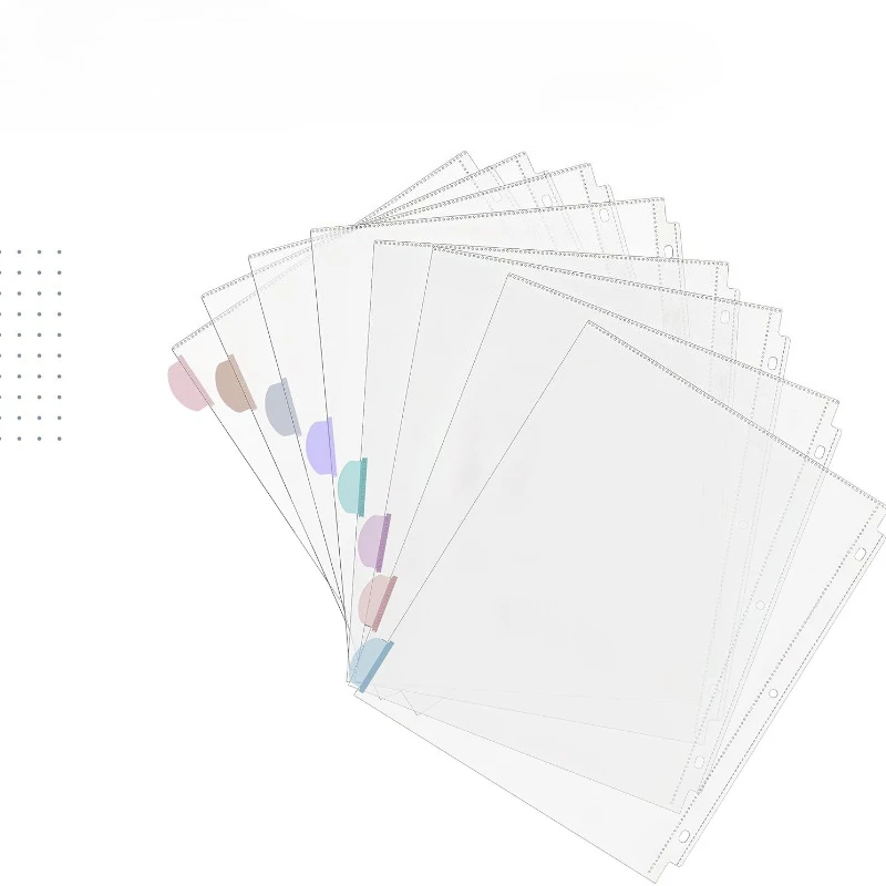 

8pcs/set A4 3-Hole Punch Poly Protectors Transparet Clear Index Waterproof Folder,Heavy Duty Document Sleeves for Filing Office