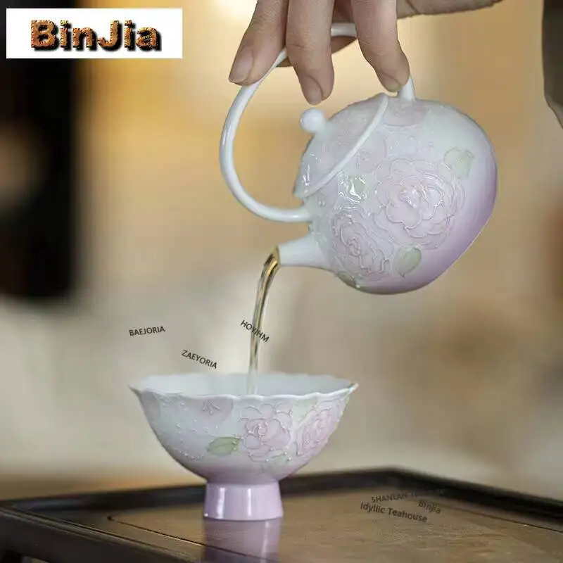120ml Hand-painted Rose Handle Bead Curtain Teapot Luxury Tea Infuser Pot Tea Making Kettle With Strainer Tea Items Decoration