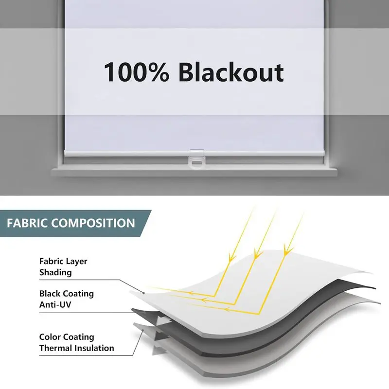 Summer thermal insulation full blackout  curtain roller blind matte layer day night use office projection anti-interference