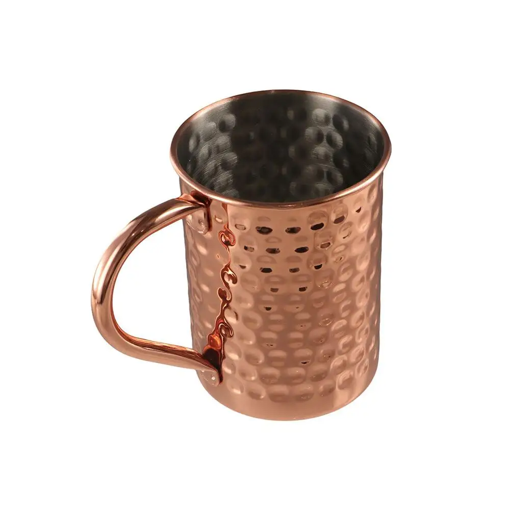 Water Cup 430ml Moscow Mule Mug Stainless Steel Hammered Pattern Coppery Beer Mug Coppery Unbreakable Coffee Cup Bar