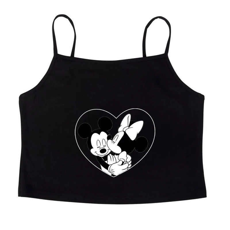 Letnia koszulka Mickey Cartoon Minnie Mouse modny nadruk kamizelka krótki Top 2025 Y2k ubrania codzienne