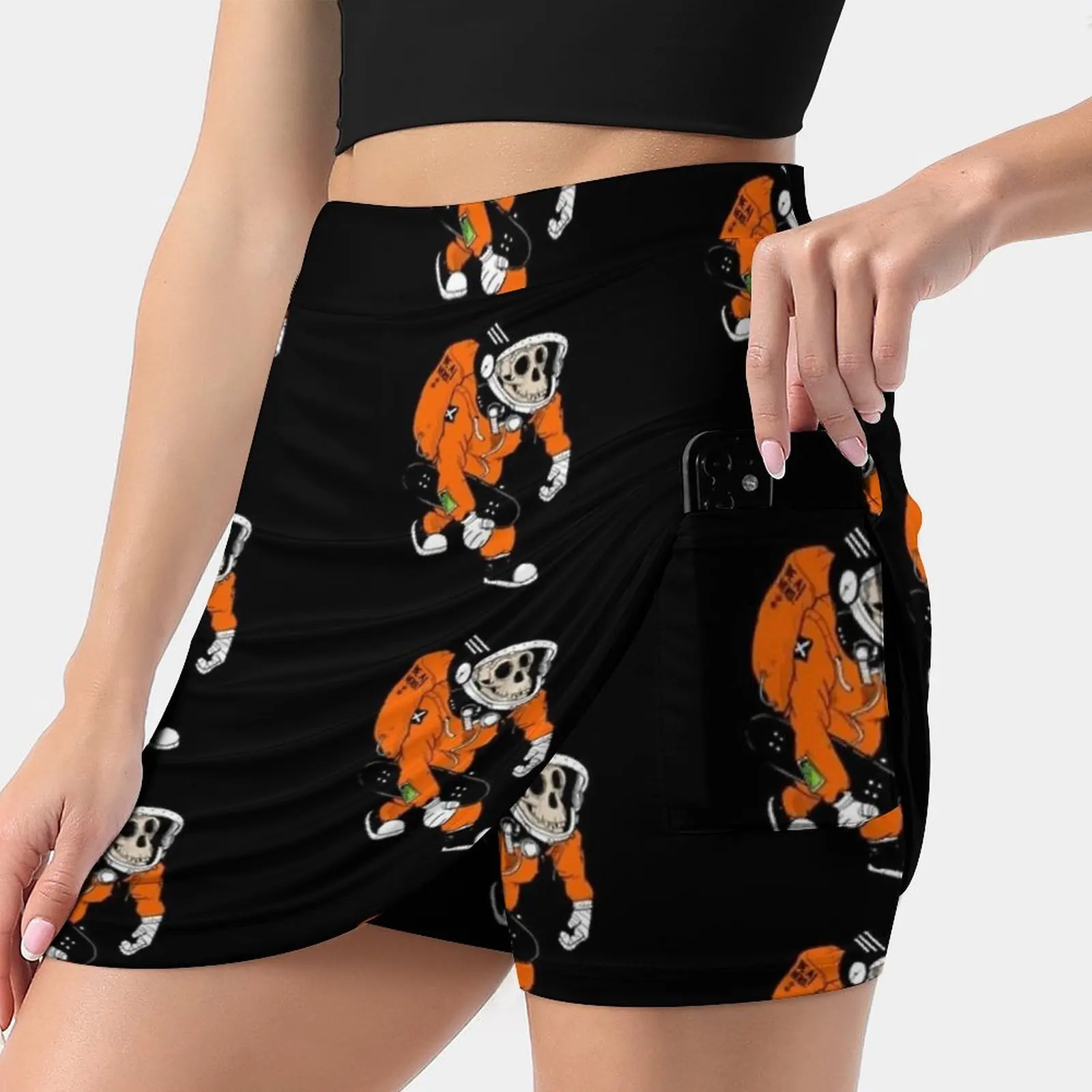 Be A Hero-Skate Edition - Women's skirt With Pocket Vintage Skirt Printing A Line Skirts Summer Clothes Space Monkey Skull