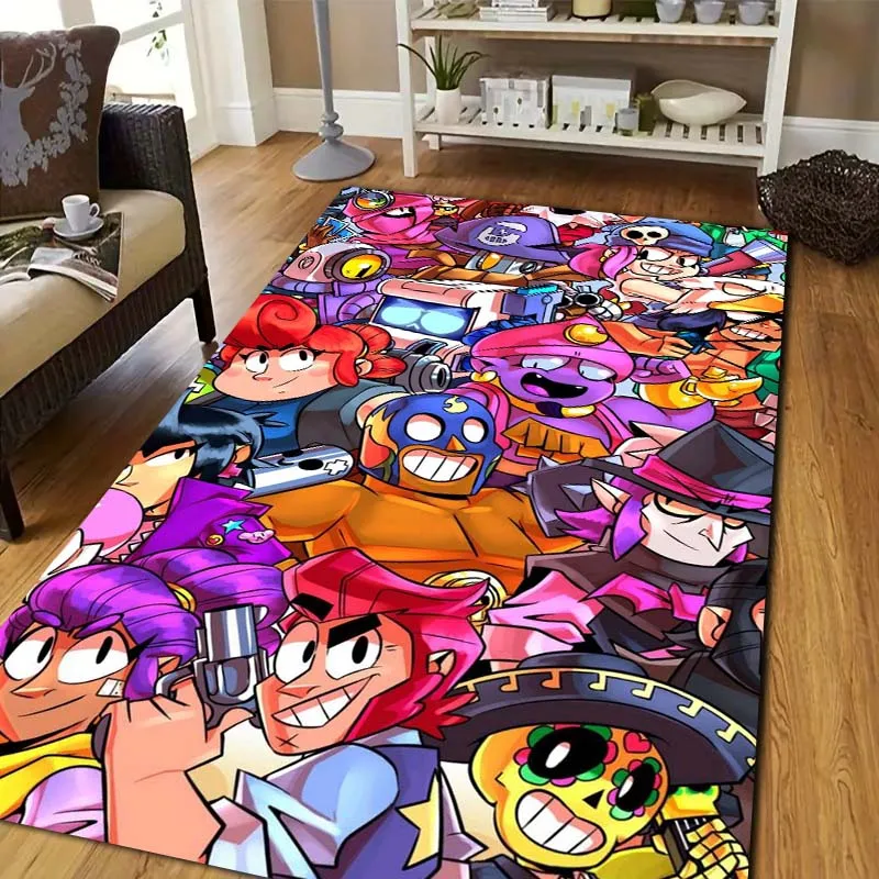 HD Fashion New B-Brawlls Cartoon Game Flannel Living Room Bedroom Decoration Laundry Room Bedside Area Anti slip Carpet Gift