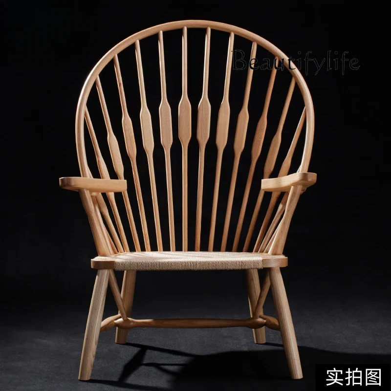 X36 Nordic Creative All Solid Wood Casual Log Color Walnut Color Chair