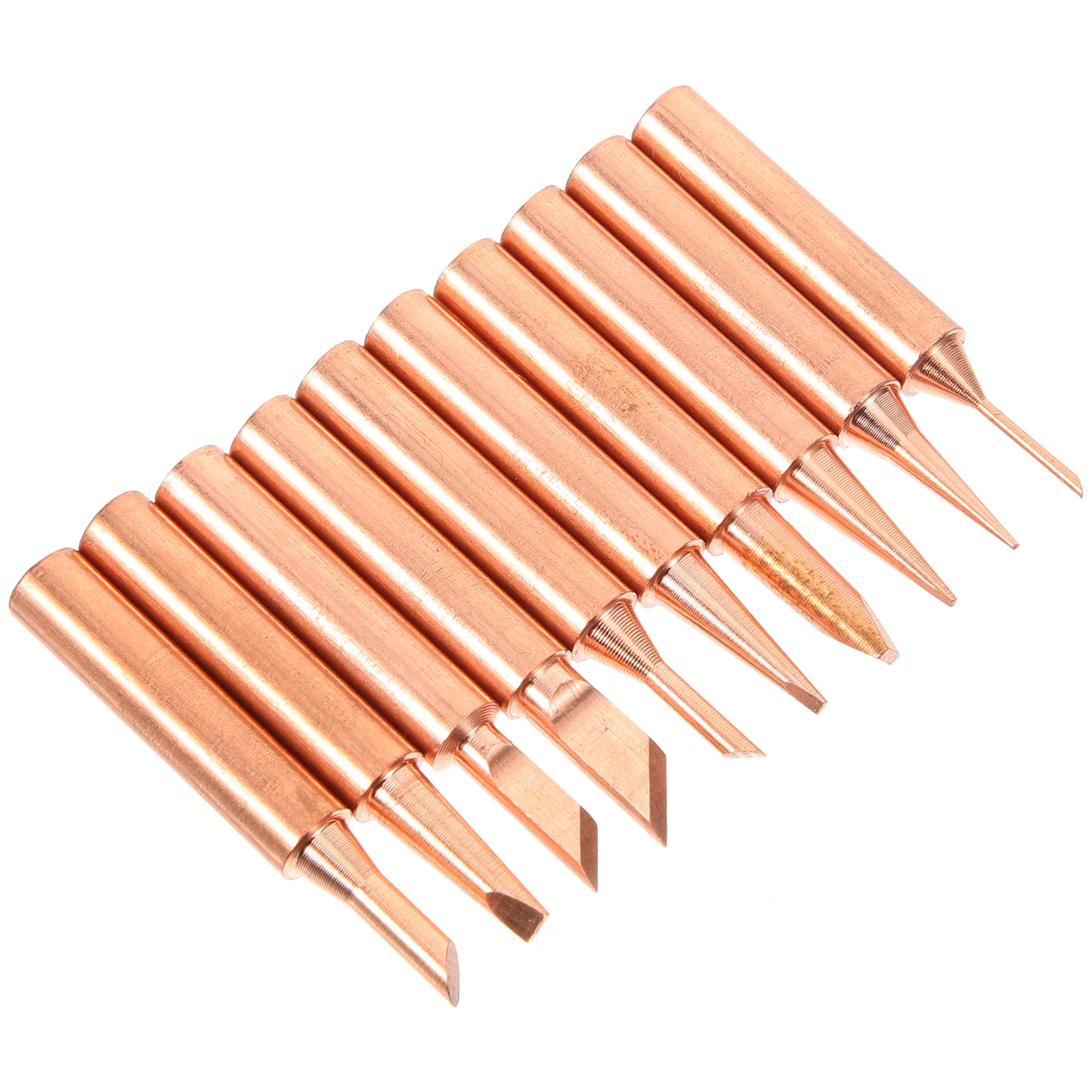 

10pcs Iron Copper Tips Replacement Assorted Solder Tips For Station Pure Copper Heat Conduction Durable Easy Replacement