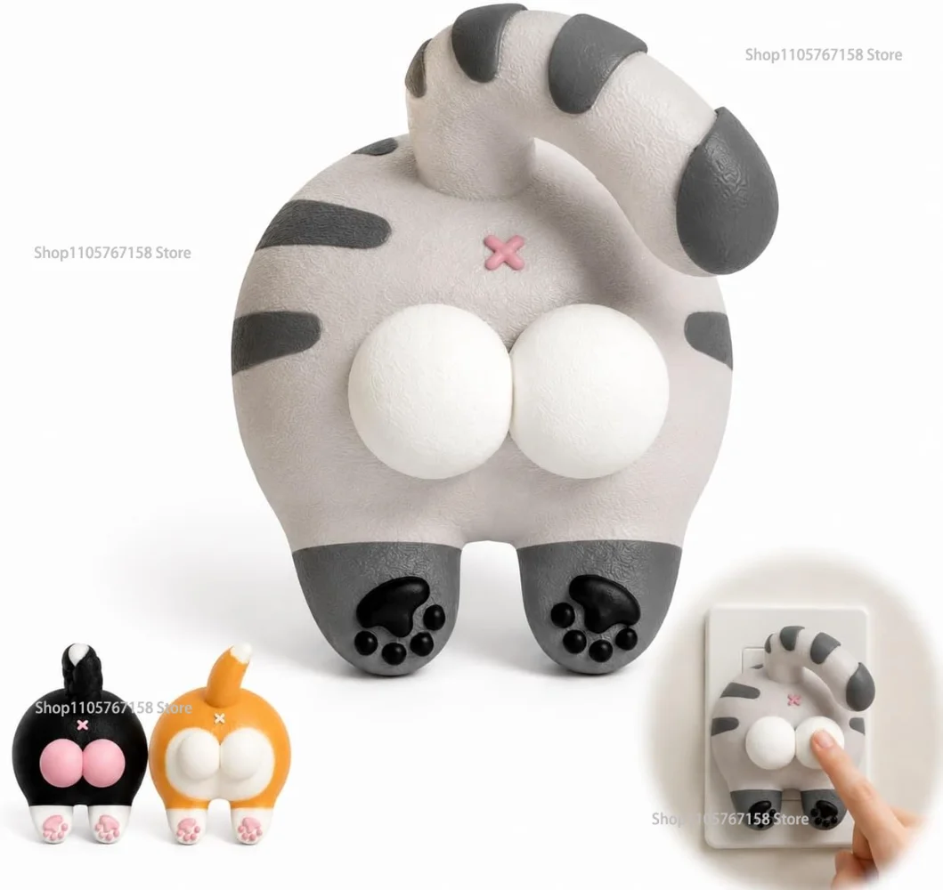 New Funny Cat Butt Light Switch Cover, 3d Printed Light Switch Cover Interesting Cartoon Switch Board Wall Decoration