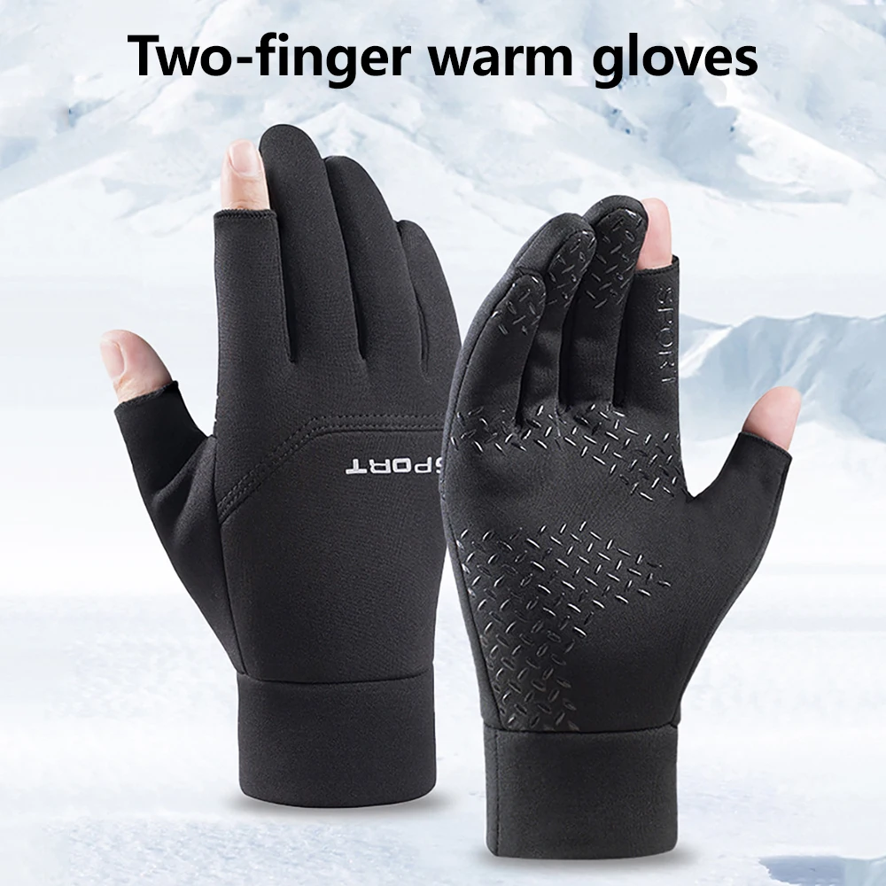 1 Pair Winter Fishing Gloves Touch Screen Waterproof Sports Gloves Women Men Keep Warm Gloves Anti-slip Cycling Skiing Gloves