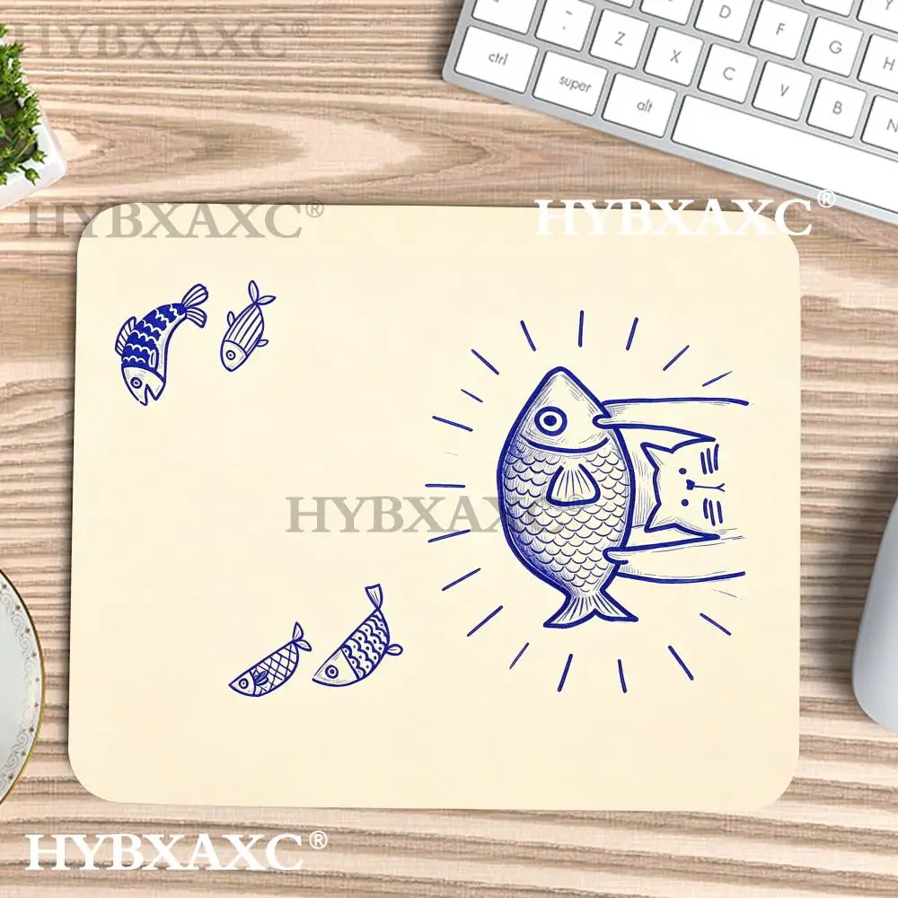 

HYBXAXC Large Blue Fish Art Desk Mat Small Mouse Pad Minimalist Line Drawing Ocean Theme Office Daily Office Work and Gaming