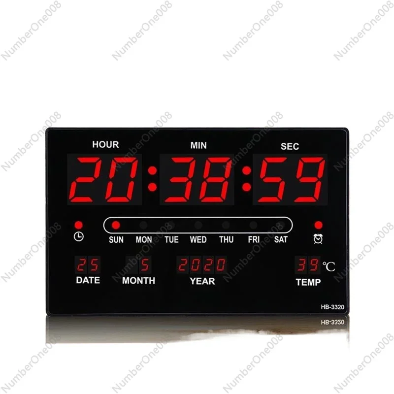 Extra Large LED Screen Alarm Clock 12H 24H Time Indoor Thermometer Projection Clocks, Year/Day/Month Displaying with USB Cable