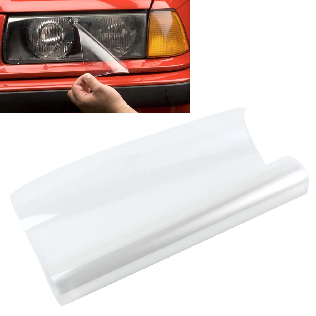 

High Transparency Headlight Tint Film 30x120cm Self Adhesive Transparent Stretchable Water Resistant Vinyl for Car Tail Fog
