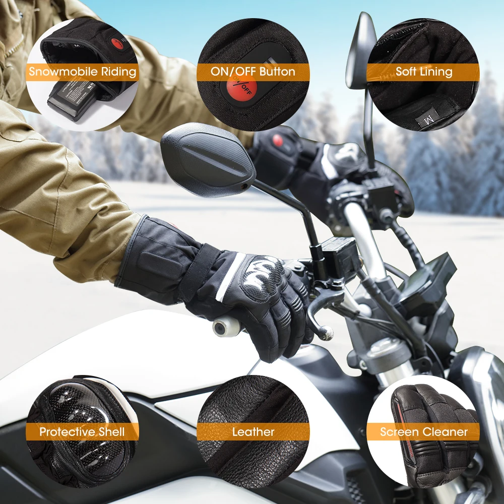 Savior Heat-Gants de moto étanches à 100%, gants chauffants pour vélo, gants d'équitation avec Bettery Warmer Hand, JoendocLeather, Metropolitan Gufamily