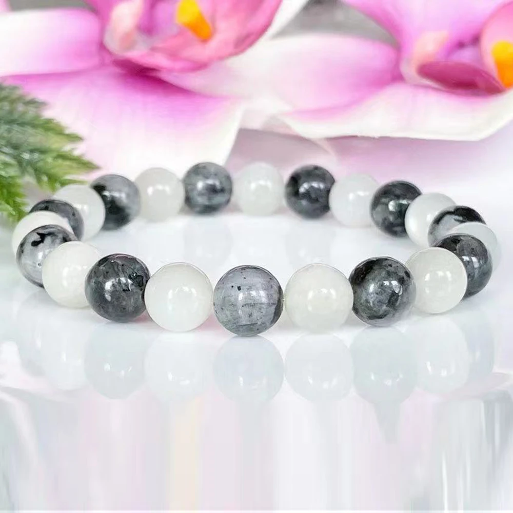 MG1546 Moonstone Labradorite Beaded Bracelet Mala Gemstone Yoga Bracelet for Women ealing Crystals for New Beginnings