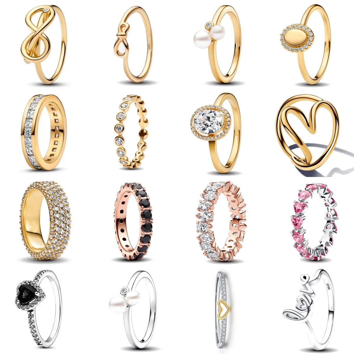 925 Sterling Silver Love Pink Gemstone Pearl Size 6 7 8 9 Anello fiore Anelli Gioielleria raffinata di moda per le donne