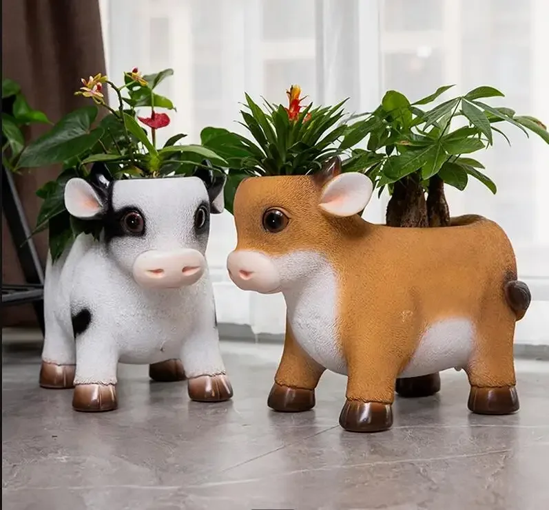 

Resin Cow Flower Pot Large Decorative Green Plant Potted Plants Gardening Supplies Decoration Crafts Ornaments