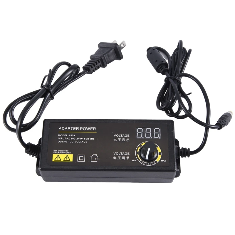 

60W 3-36V Multifunctional Voltage Adapter With Adjustable Universal Convenient Display With US Plug