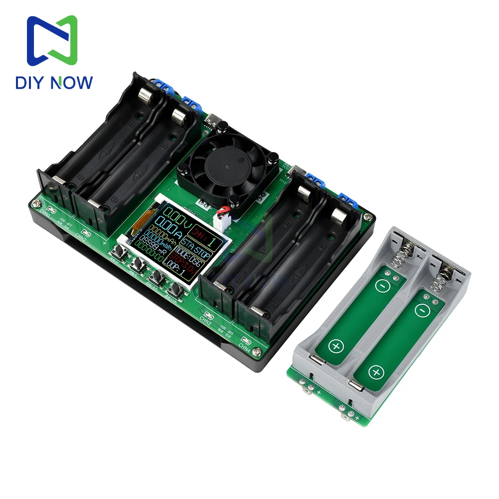 Capacidade da bateria 18650 de 4 canais 3S e testador de resistência interna com função de teste de carga eletrônica suporte de bateria 21700