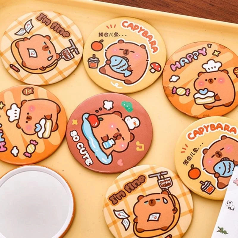 Compact Vanity Mirror Cartoon Makeup Mirror Round Mirror Travel Cosmetic Mirror