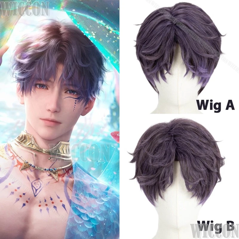 Qiyu Rafayel Temple Game Love and Deepspace Cosplay Costume Wig Merman Qi Yu Suit Tattoo Fishbone Prop Men Holloween Customized