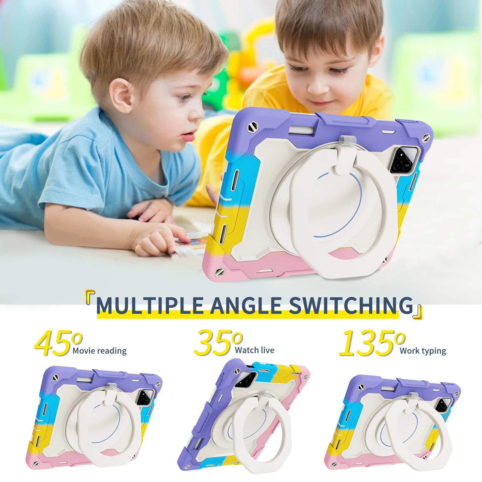 

For Xiaomi Pad 7 Pro 2024 11.2 inch 360 Rotatable Stand Case Heavy Duty Armor Shockproof Cover With Handle Strap Capa