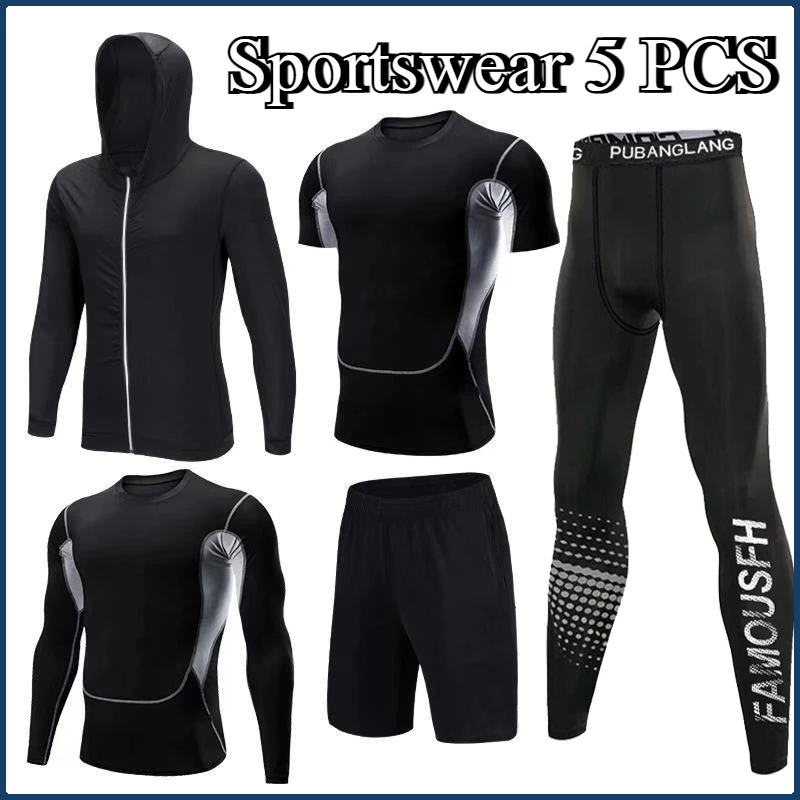 Summer Gym Fitness Tracksuit Clothes Jogging Breathable Sportswear Football Sports Men Sets Running Compression Tight Pants