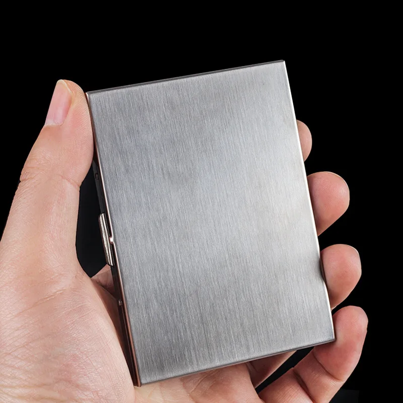 Zigarettenschachtel aus Edelstahl, schlankes Zigarettenetui, Boxhalter, Behälter, feuchtigkeitsbeständig, Anti-Druck-Zigaretten-Aufbewahrungsbox