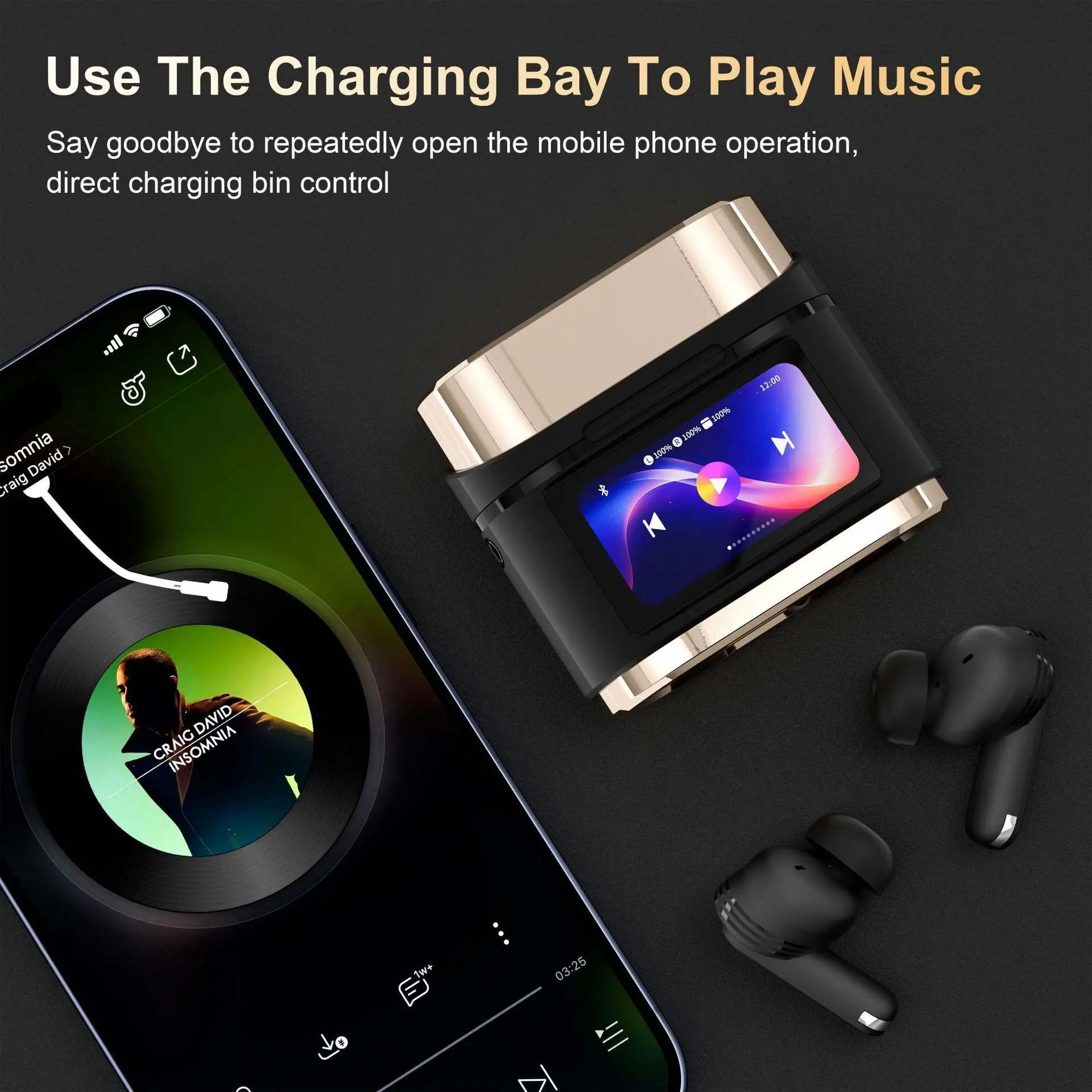 

Mini New Color Touch Screen Wireless Bluetooth Earphones In-ear Smart ANC Noise Reduction TRANS Audio Ultra-Long Standby Earbuds