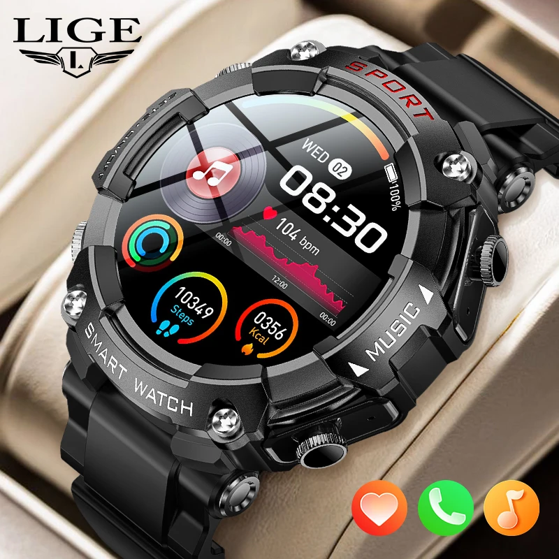 

LIGE 1.52'' AMOLED Smart Watch Men 3-in-1 Local MP3 Player Bluetooth Calling Watches 400mAh Waterproof Health Monitor Smartwatch