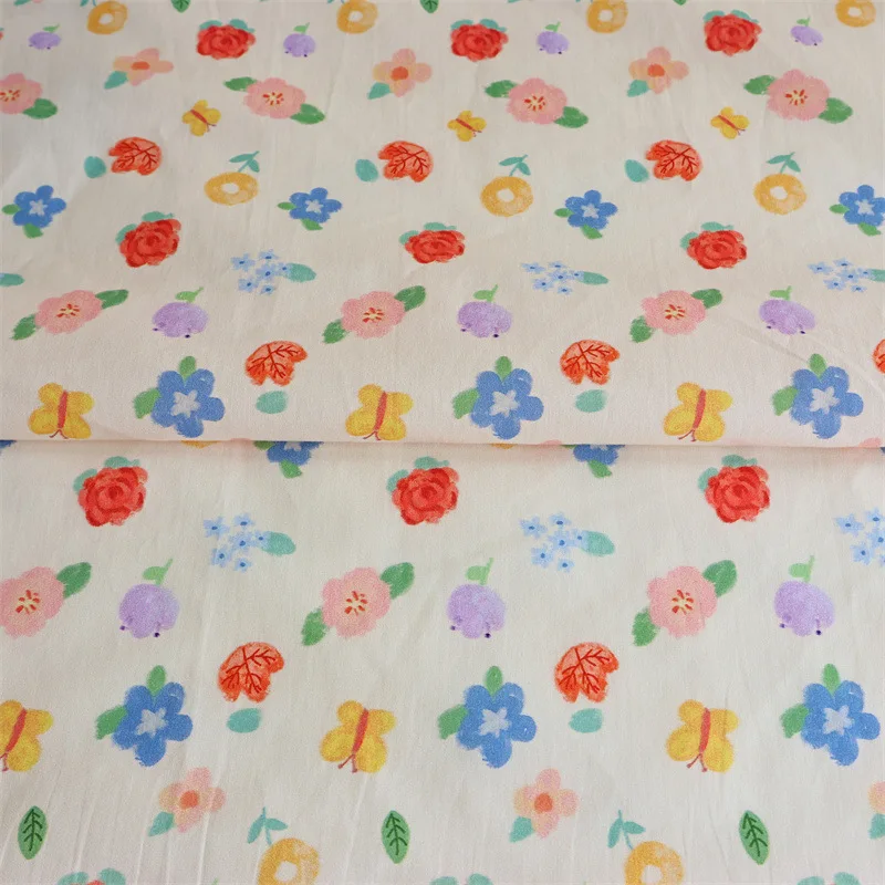 145x50cm 100% Cotton 40s Poplin Fabric Small Floral Print for Kids Clothing Bedding Handmade DIY Craft Material Sewing Cloth