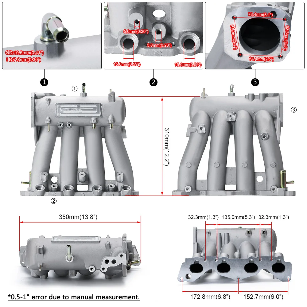 VR - Aluminum D15 D16 D-SERIES Intake Manifold For 1988-2000 HONDA CIVIC CRX DEL SOL VR-IM51