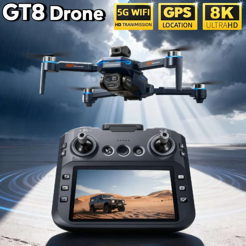 حار ل Xiaomi GT8 الطائرة بدون طيار 4K المهنية كاميرا مزدوجة FPV GPS فرش السيارات التدفق البصري تحوم للطي كوادكوبتر 8K RC درون #4