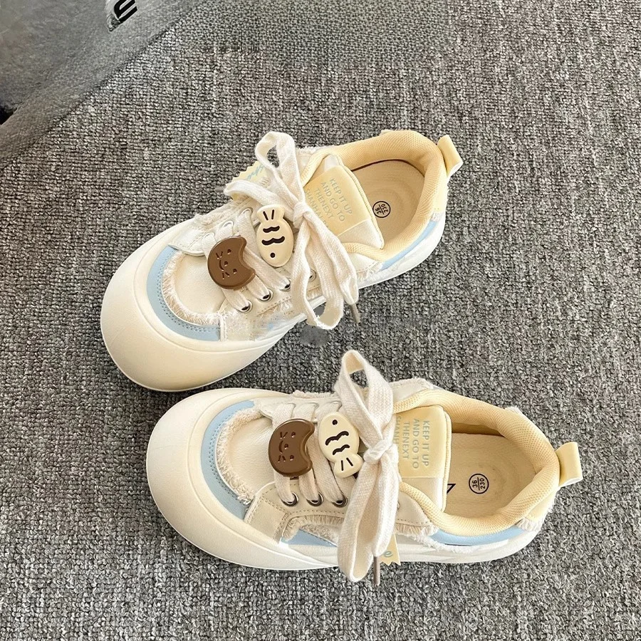 

FAD Z Original Women's 2025 New Versatile Big Head Bread oe Thi Bot White Sneaker Casual Low Top round Toe