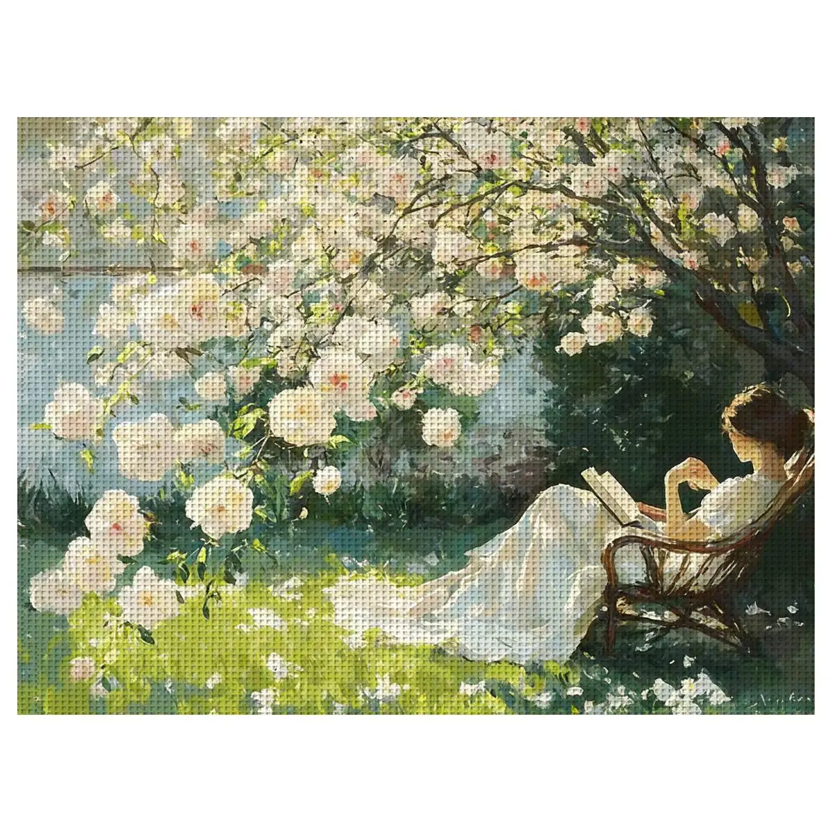 1pc 30X40CM/11.8*15.74inch Spring Outing Diary Stamped Cross Stitch Kit DIY Kit 11/14/16CT DIY Embroidered Set DIY Cross-Stitch
