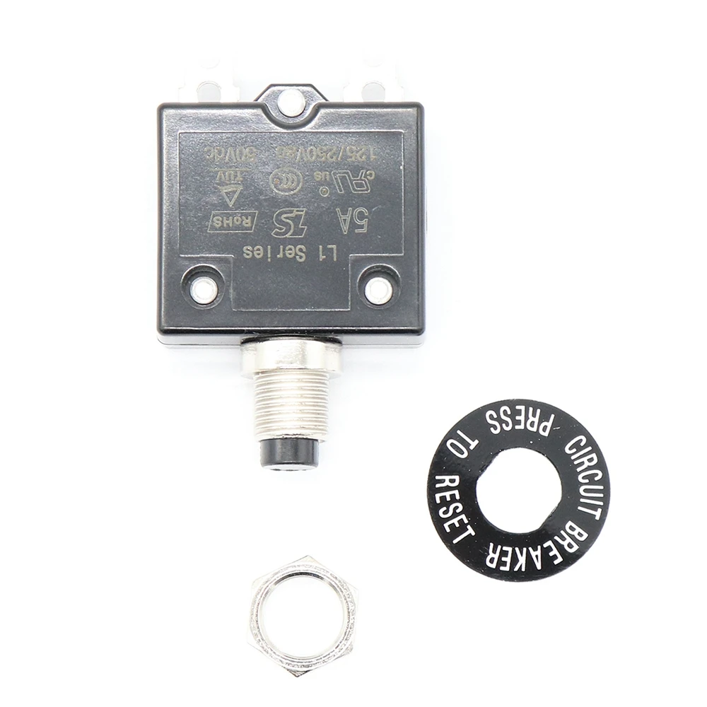 A84E-1X Circuit Breaker 12V/24V Push Button Resettable Thermal Circuit Breaker Panel Mount With Waterproof Cap