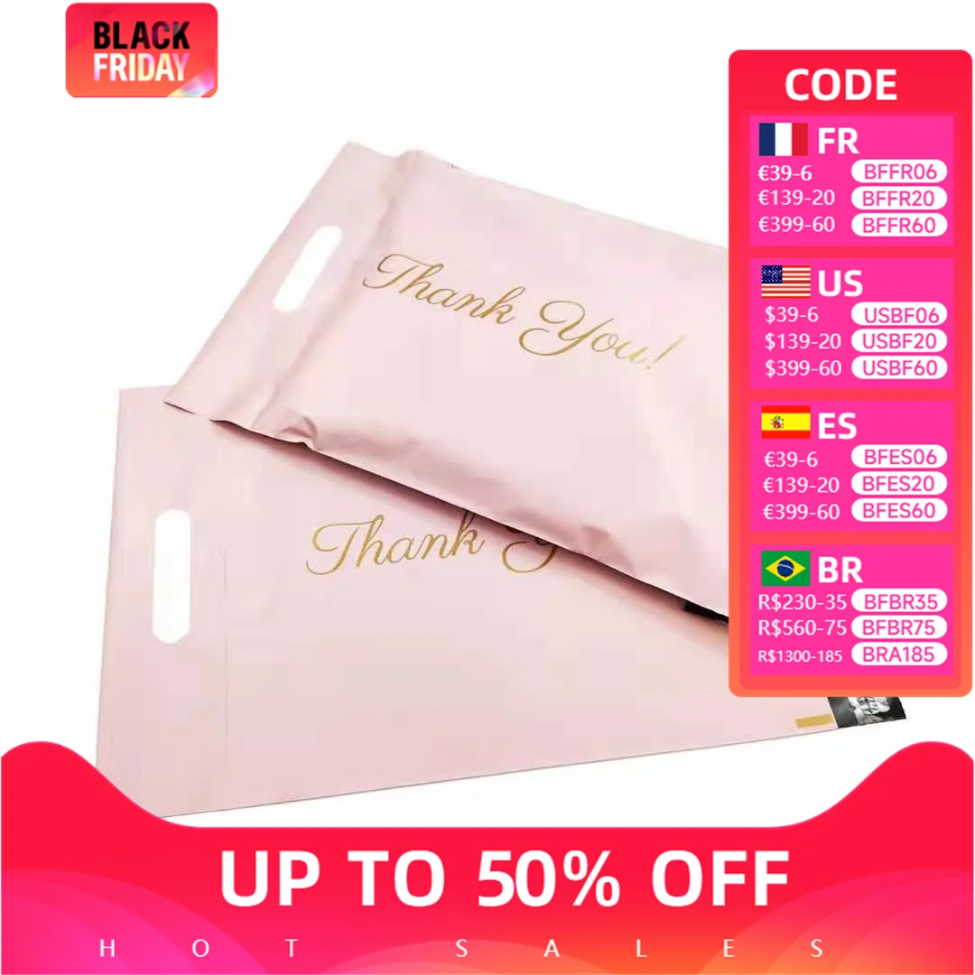 50pcs Express Bag 10*13Inch Pink Tote Bag Courier Bags Self-Seal Adhesive Thick Waterproof Envelope Mailing Bags Courier Bag