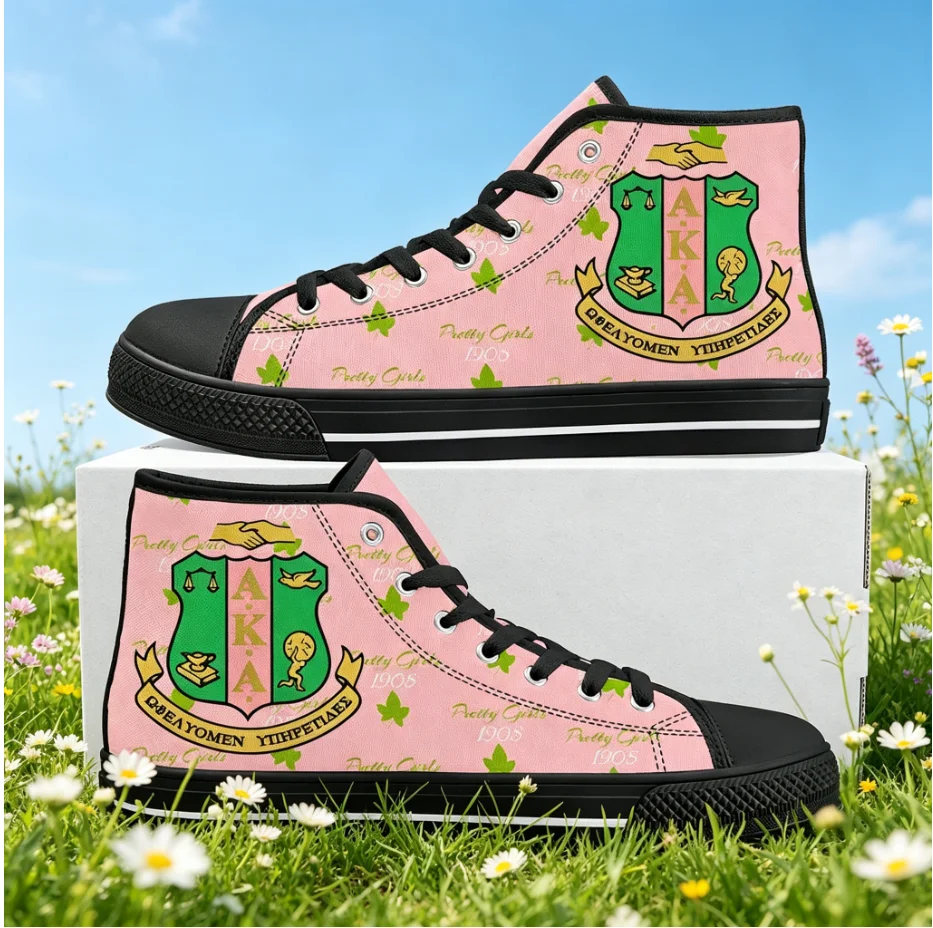 

AKA 1908 Fashion Printed High Top Sneakers Hollow Out Breathable Unisex All Season Street Wear