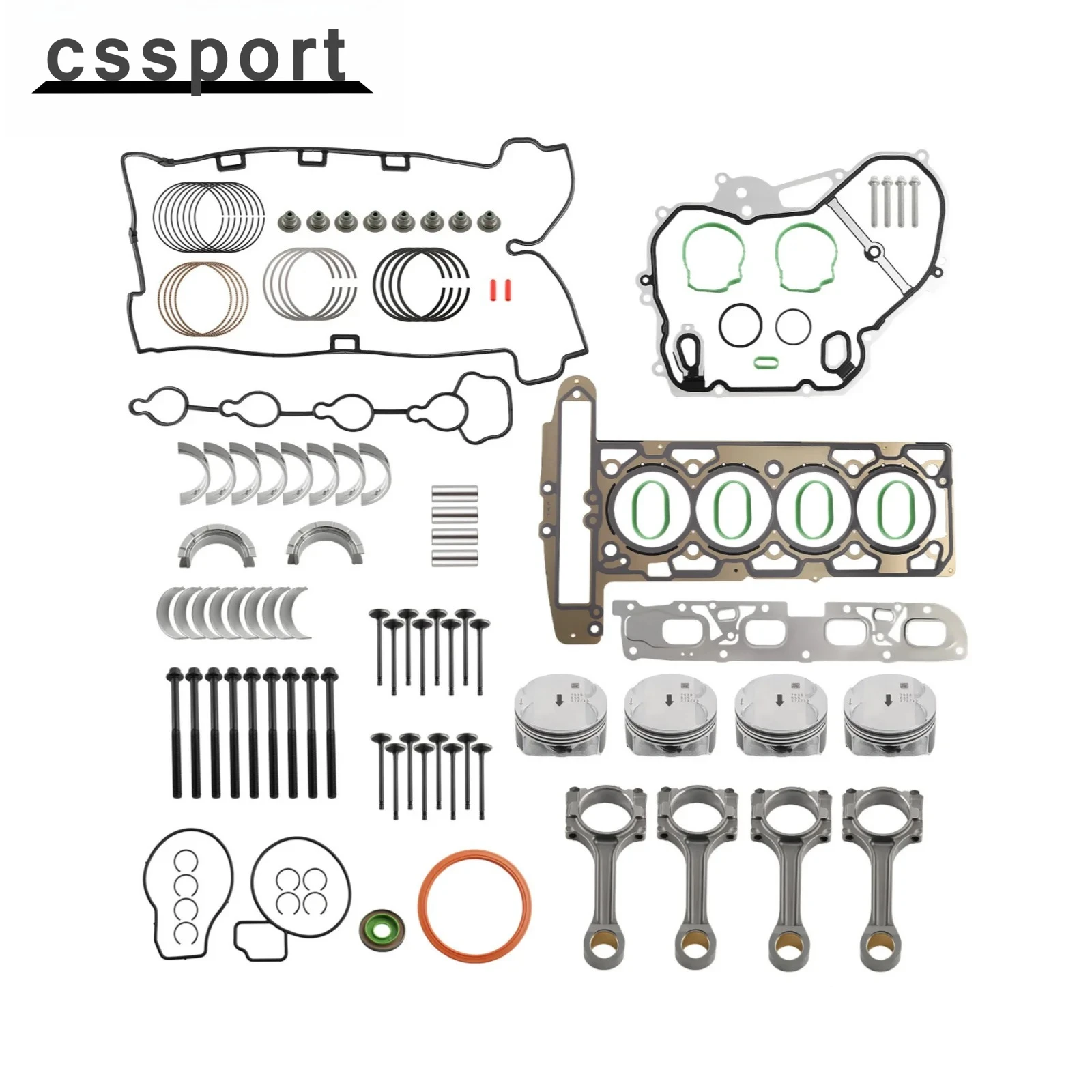 

Engine Rebuild Kit Rods Pistons Valves Gasket Seals for Chevrolet Buick GMC 2.4L