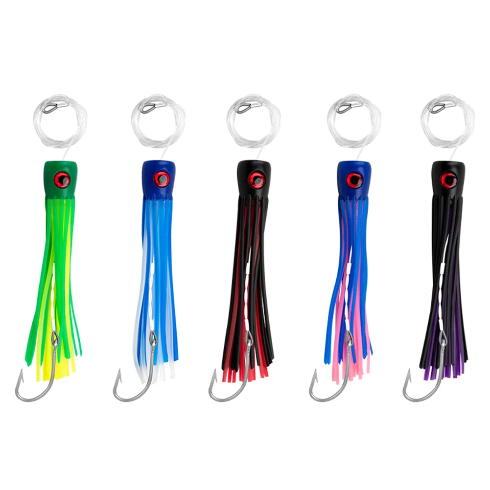 

1pc Tuna Skirt Trolling Fishing Lures 15cm/32g For Deep Sea Boat Hooks Saltwater 3D Bionic Fish Eyes Fishing Accessories