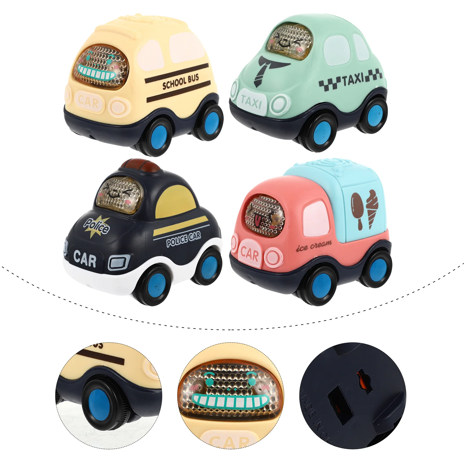 4 Pcs 4pcs Cartoon Model Set Pull Back Vehicles Toys Baby Mini Childrens Cars Children’s