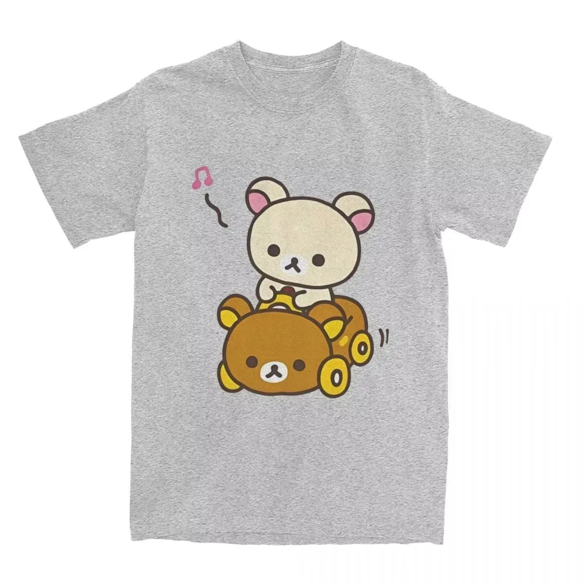 Round Neck Short Sleeve T-shirt Bear Car Hipster Style Summer T Shirts Fashion Harajuku Casual Street Tees Aesthetic Tops