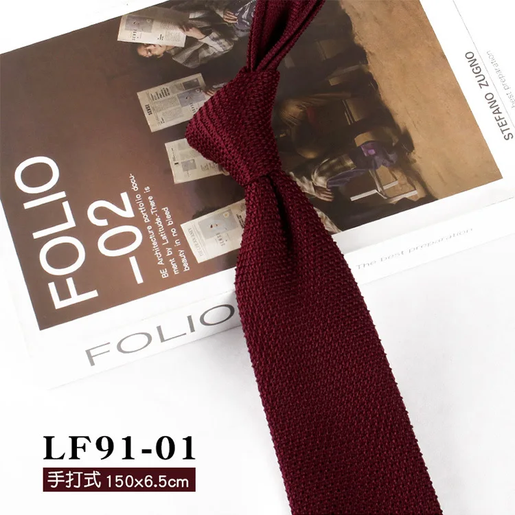 6,5 cm britischer Stil, lässige Herren-Krawatten mit Punkten, gestrickt, formelle Business-Krawatten, einfarbig, marineblau, Retro-Krawatten, handgefertigte Smoking-Krawatten – Detail 6