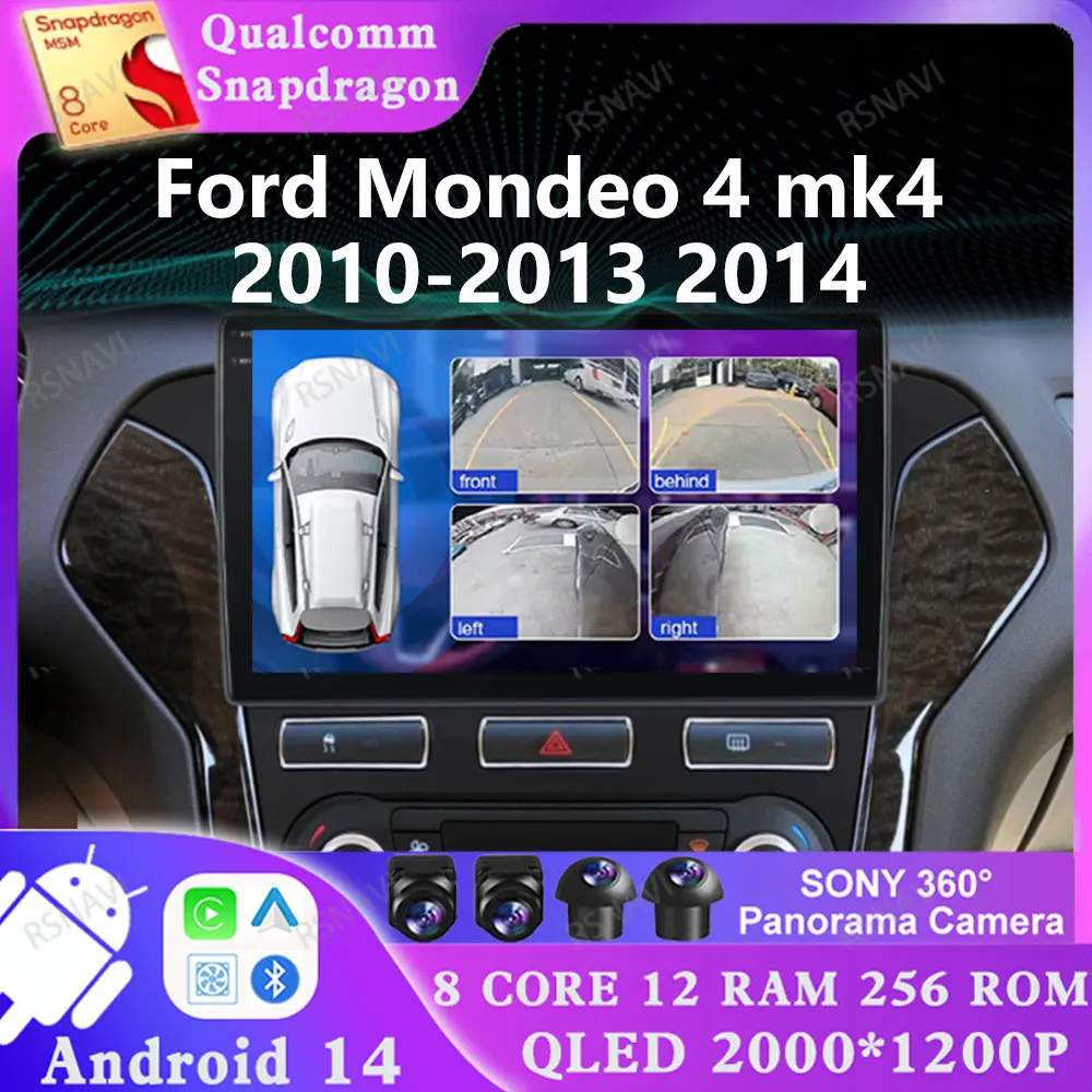 Android 14 For Ford Mondeo 4 Mk4 2010-2013 2014 4G LTE Stereo Head Unit 5G WIFI Qualcomm Multimedia AUTO DVD DSP 2 DIN GPS Car