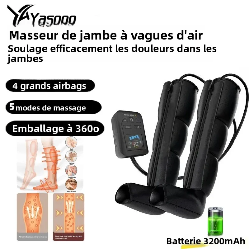 Masseur de jambes à ondes d'air à 4 chambres, masseur complet pour les jambes, rééducation sportive à domicile, taille au choix