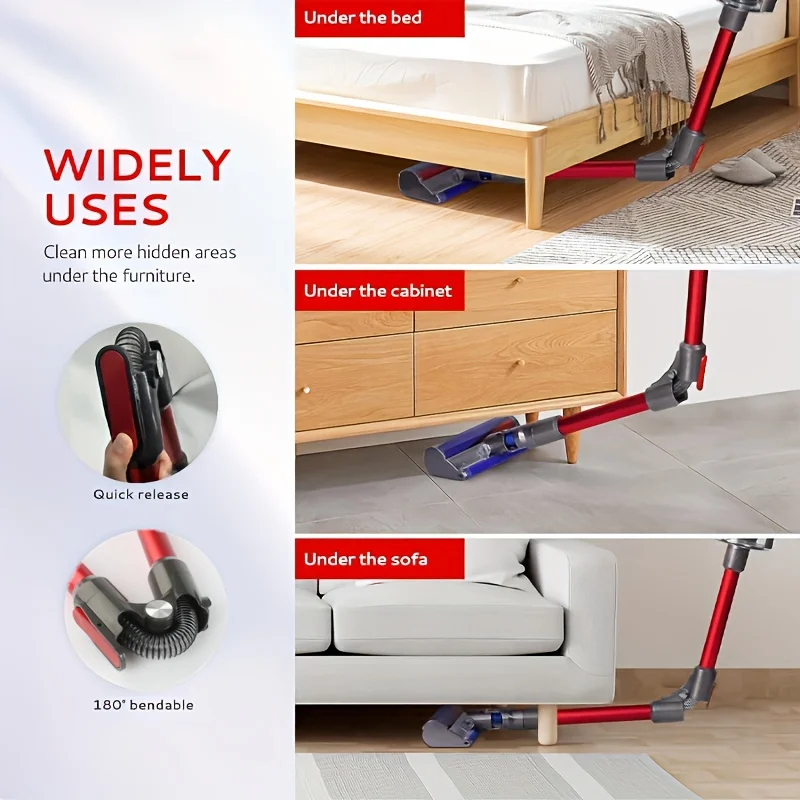 لمكانس دايسون V7، V8، V10، V11، V15 - عصا تمديد متينة من البلاستيك والألومنيوم، مرفقة للعصا سريعة الإصدار