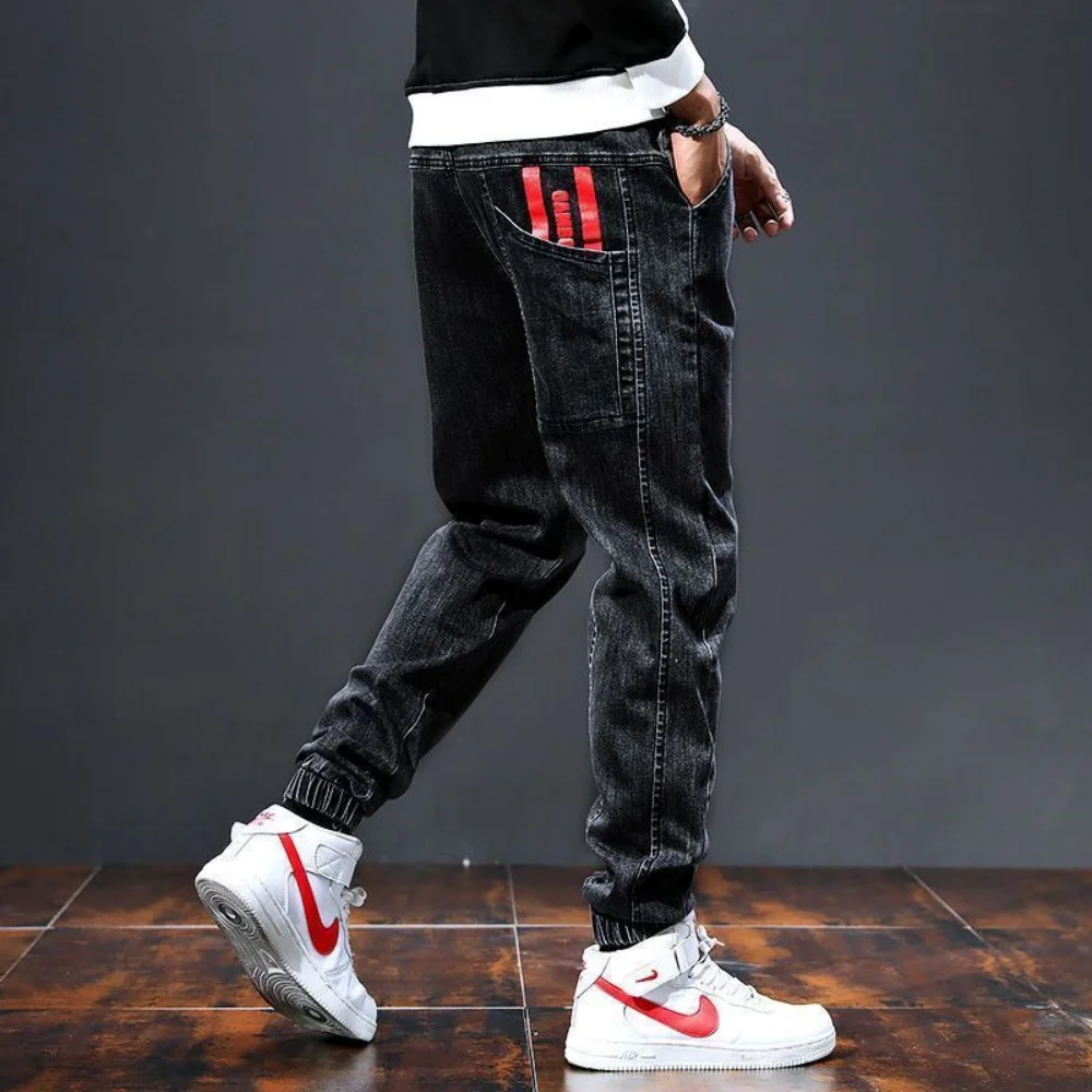 Spring Summer Black Blue Cargo Jeans Men Streetwear Denim Jogger Pants Men Baggy Harem Jeans men pants Trousers 4XL 5XL Jeans