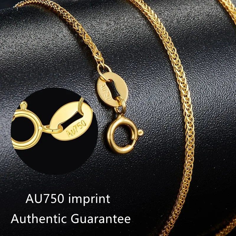 TIYINUO Real 18K Gold  Women New in Clavicle Necklace Solid Chopin Chain AU750 Marriage Proposal Wedding Gift Party Fine Jewelry