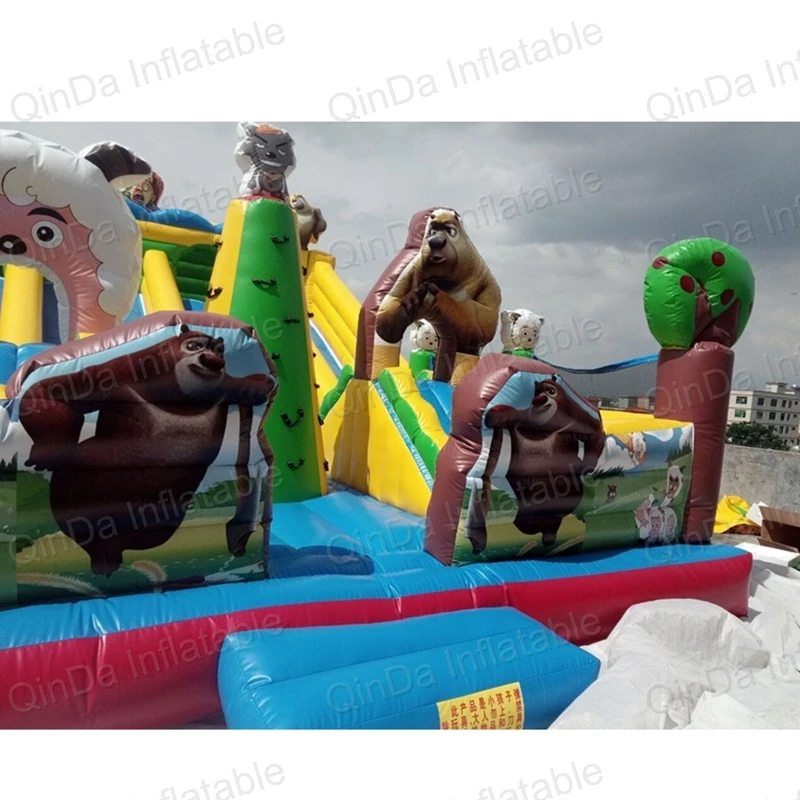 10x6x4.5 MeterrsTheme Jungle Inflatable Jumping Fun City ,Bear Kids Park Inflatable Castle For Sale