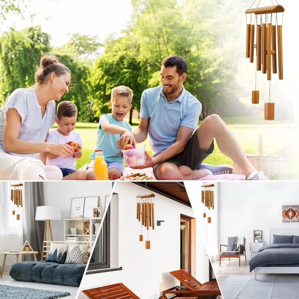 Wind Chimes for Outside,Sympathy Wind Chimes Bamboo Windchimes Outdoors,Decoration for Patio Porch Garden Backyard
