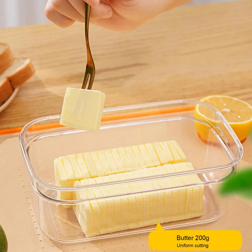 Kitchen Gadget for Butter Stainless Steel Butter Slicer Container with Airtight Lid for Fridge Storage Cutting Wire for Easy