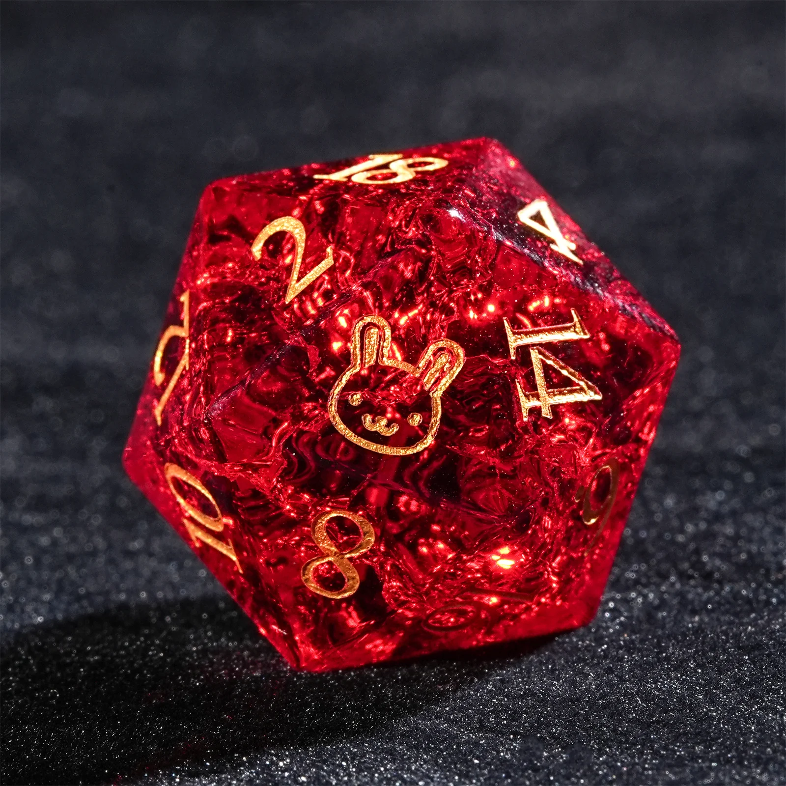 7 Uds. DND Rabbit Logo Burst dados de piedras preciosas de cristal rojo dados poliédricos de múltiples caras para juego D & D COC juego de rol mesa RPG